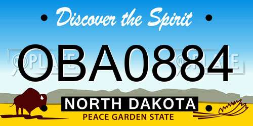 OBA0884 North Dakota License Plate