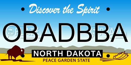 OBADBBA North Dakota License Plate