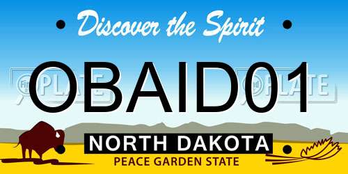 OBAID01 North Dakota License Plate