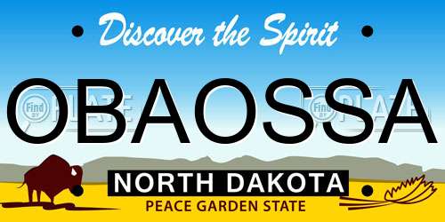 OBAOSSA North Dakota License Plate