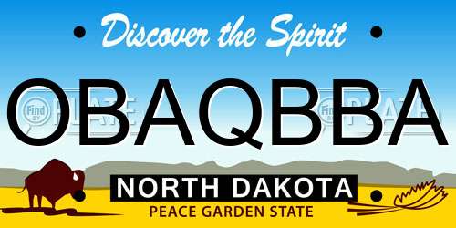 OBAQBBA North Dakota License Plate