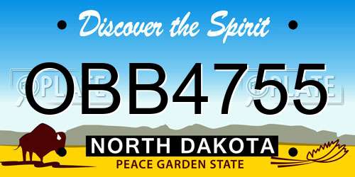 OBB4755 North Dakota License Plate