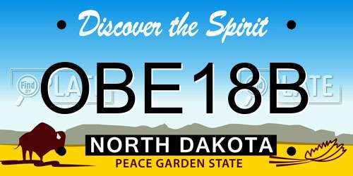 OBE18B North Dakota License Plate