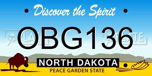 OBG136 North Dakota License Plate