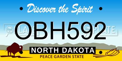 OBH592 North Dakota License Plate