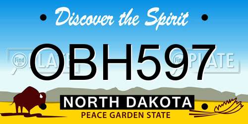 OBH597 North Dakota License Plate