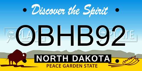 OBHB92 North Dakota License Plate
