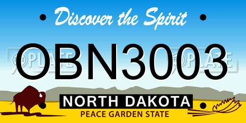 OBN3003 North Dakota License Plate