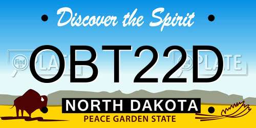 OBT22D North Dakota License Plate