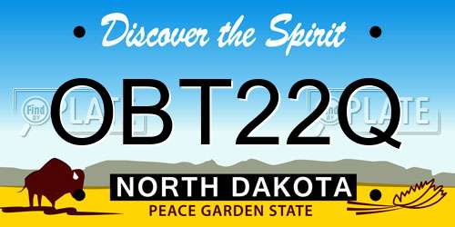 OBT22Q North Dakota License Plate
