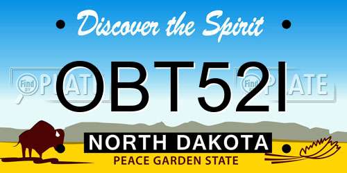 OBT52I North Dakota License Plate