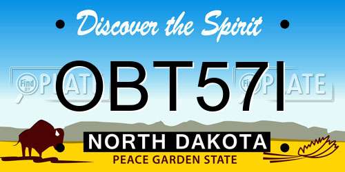 OBT57I North Dakota License Plate