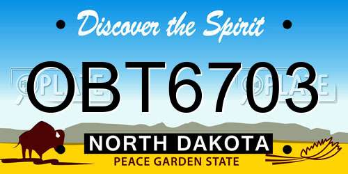 OBT6703 North Dakota License Plate