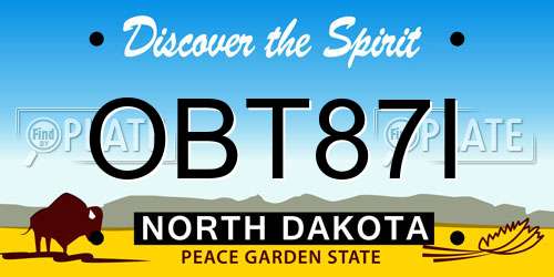 OBT87I North Dakota License Plate