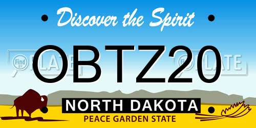 OBTZ20 North Dakota License Plate