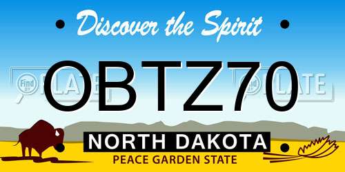 OBTZ70 North Dakota License Plate