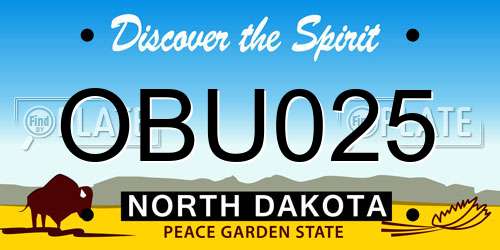 OBU025 North Dakota License Plate