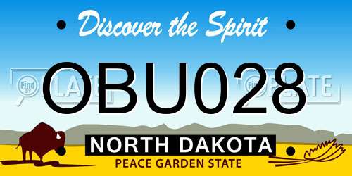 OBU028 North Dakota License Plate