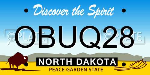 OBUQ28 North Dakota License Plate