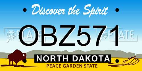OBZ571 North Dakota License Plate