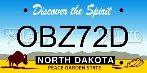 OBZ72D North Dakota License Plate