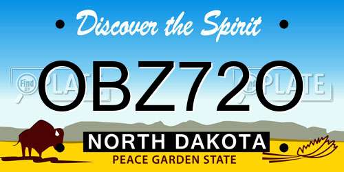 OBZ72O North Dakota License Plate