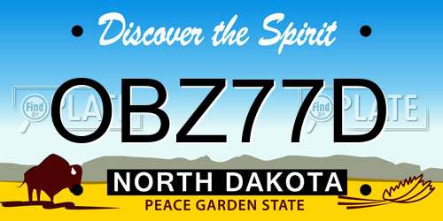 OBZ77D North Dakota License Plate