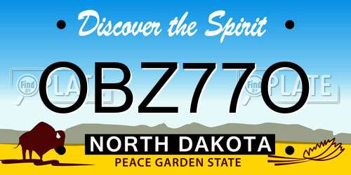 OBZ77O North Dakota License Plate