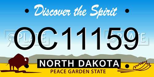OC11159 North Dakota License Plate