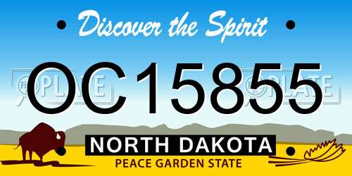 OC15855 North Dakota License Plate