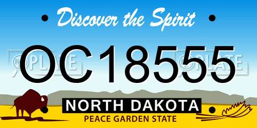 OC18555 North Dakota License Plate