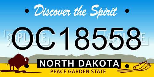 OC18558 North Dakota License Plate