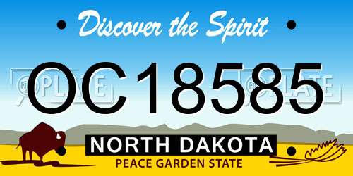OC18585 North Dakota License Plate