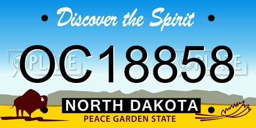 OC18858 North Dakota License Plate
