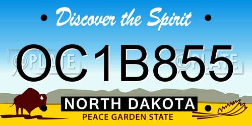 OC1B855 North Dakota License Plate