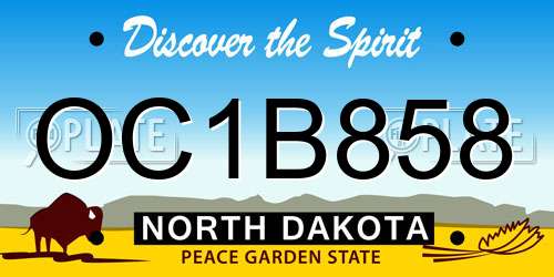 OC1B858 North Dakota License Plate