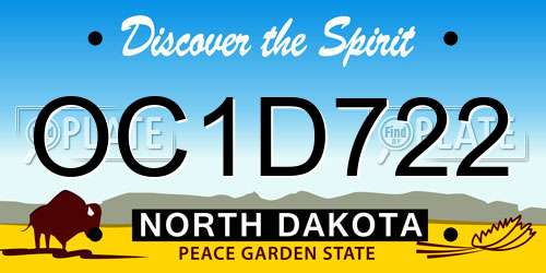 OC1D722 North Dakota License Plate