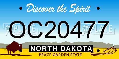 OC20477 North Dakota License Plate