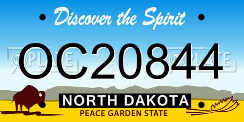 OC20844 North Dakota License Plate