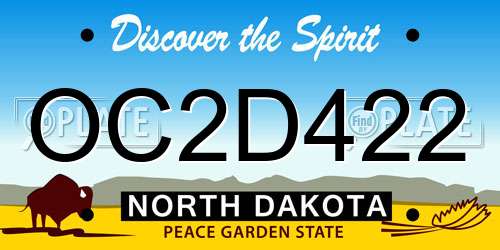 OC2D422 North Dakota License Plate