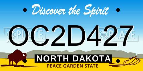 OC2D427 North Dakota License Plate