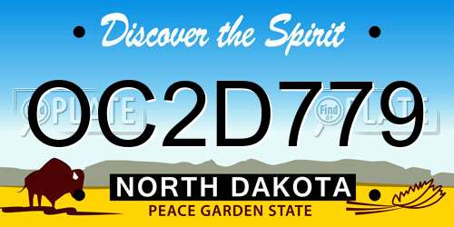 OC2D779 North Dakota License Plate