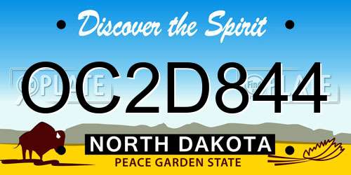 OC2D844 North Dakota License Plate