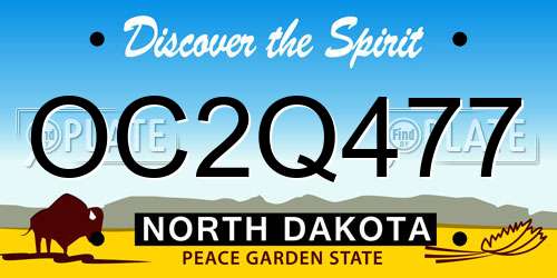 OC2Q477 North Dakota License Plate