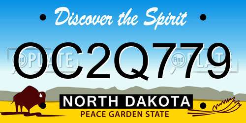OC2Q779 North Dakota License Plate