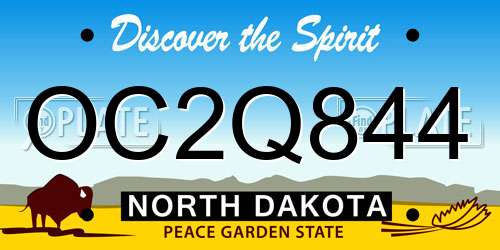 OC2Q844 North Dakota License Plate