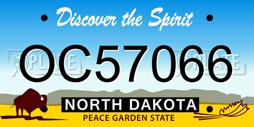 OC57066 North Dakota License Plate