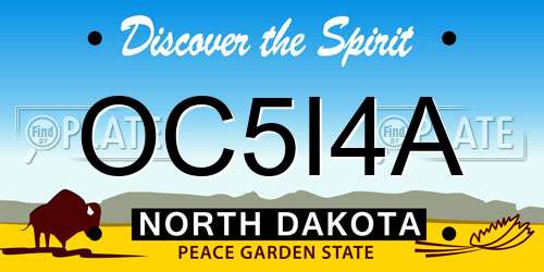 OC5I4A North Dakota License Plate