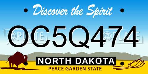 OC5Q474 North Dakota License Plate