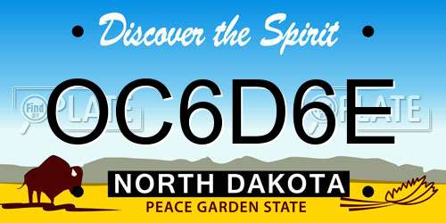 OC6D6E North Dakota License Plate